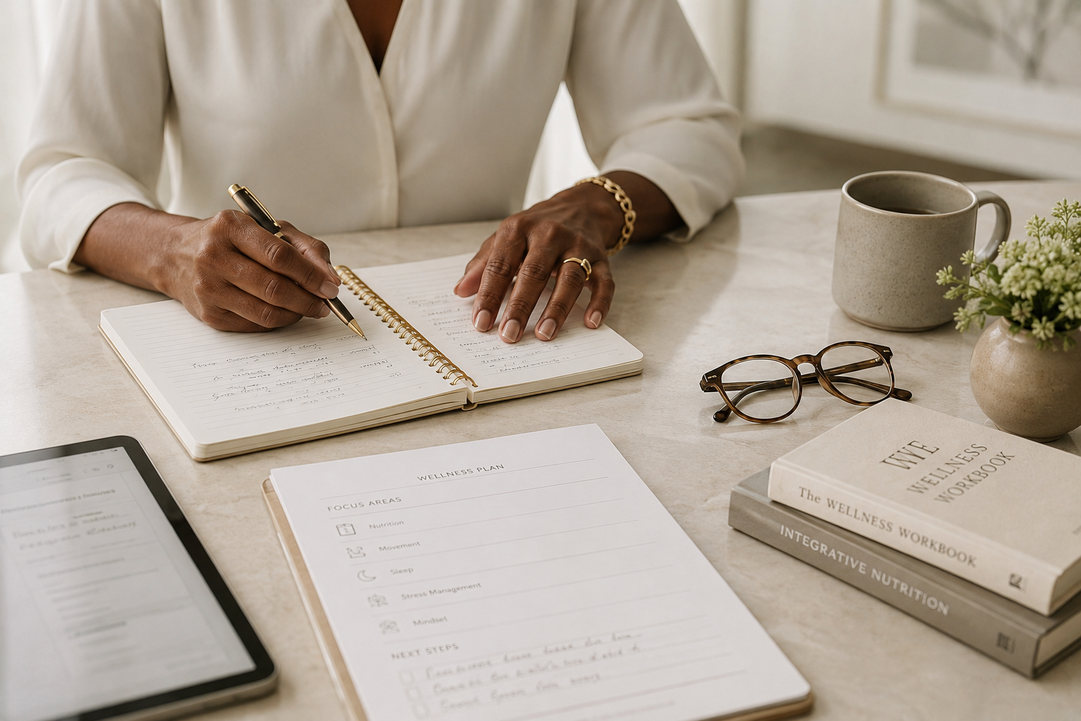Nina Rai Moore planning a wellness strategy